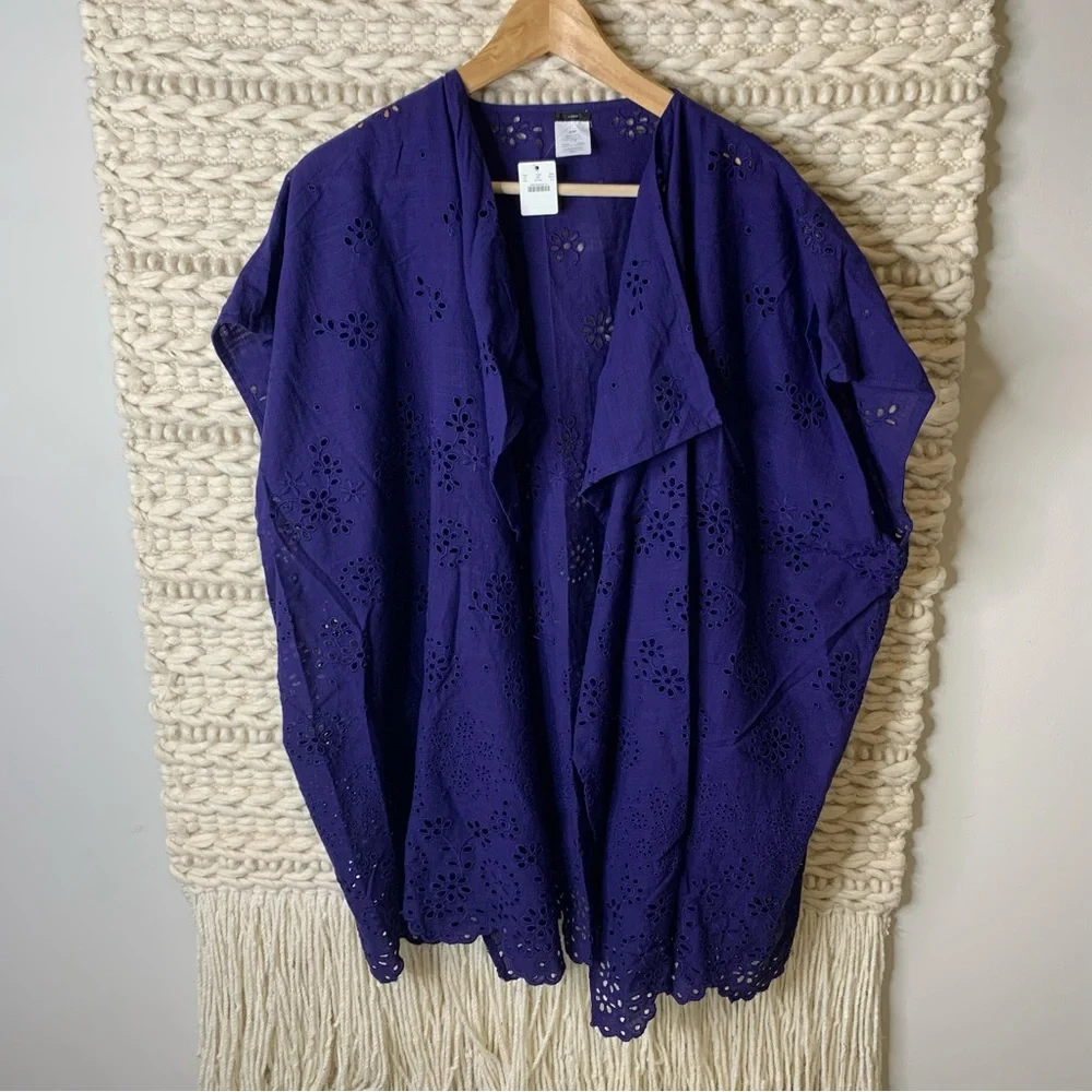 J. Crew Open Eyelets Oversized Navy Cardigan